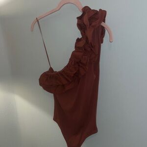 Express Ruffled Kids Bodysuit in Brown